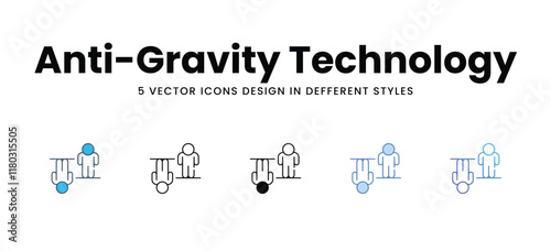 Anti-Gravity Technology icons different style vector stock illustration