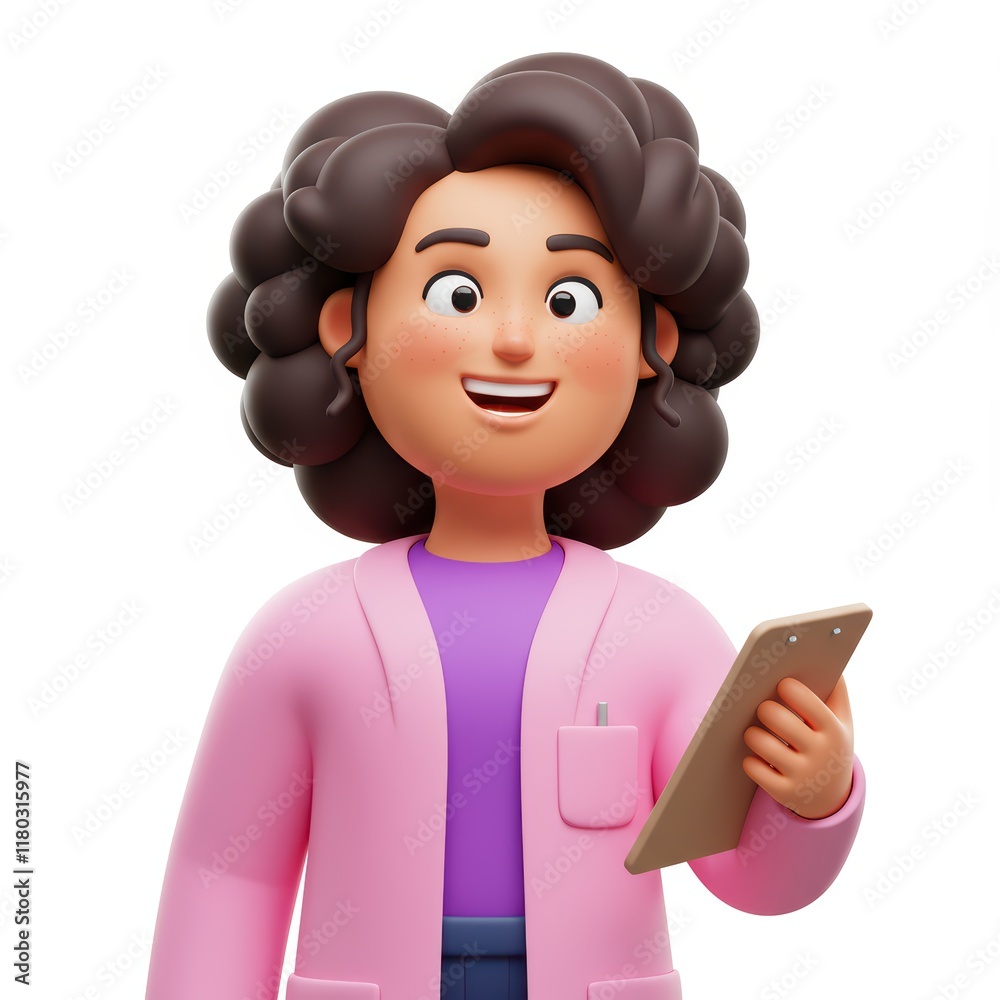 3D render of woman holding clipboard 3D render of woman holding clipboard