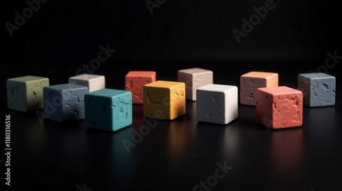 Obraz na płótnie Abstract Geometric Blocks On Black Background