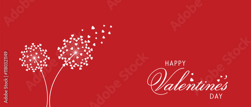 Obraz na płótnie Dandelion with hearts. Happy Valentine's day greeting card. Lovely romance flower. Congratulation with Love. Valentine's day Vector illustration background. w salonie