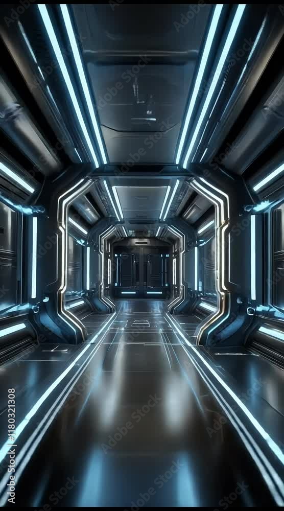 4k animation overlay interior concept sci spaceship design fi video modern architecture virtual seamless looping futuristic corridor background science fiction spacecraft footed blue cabin