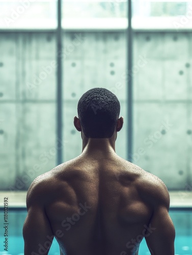 Man by Swimming Pool #1180321592