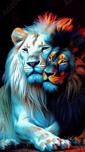black and white lion