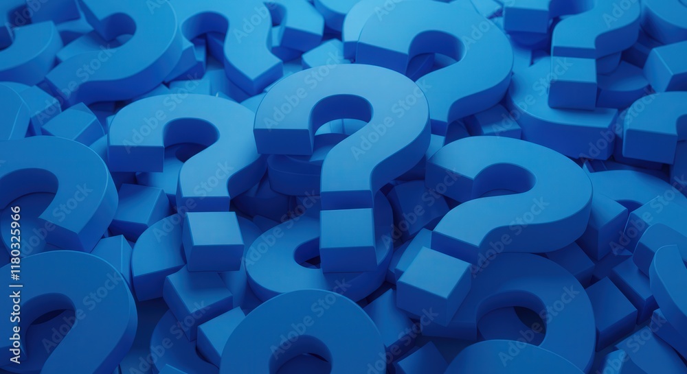 A blue background with many blue 3d question marks. A blue background with many blue 3d question marks.