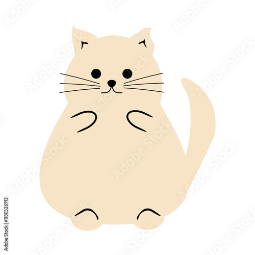Cute nice lovely cat cartoon character on white background vector illustration 