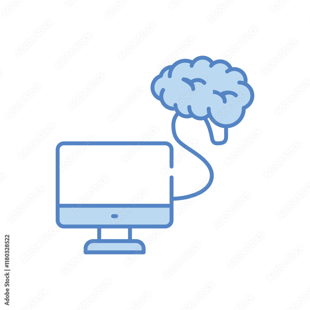 Mind-Computer Interface vector icon Mind-Computer Interface vector icon