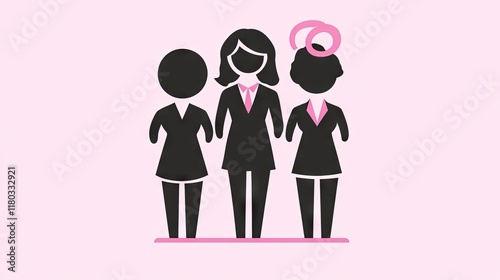 Three women in business attire standing together. photo