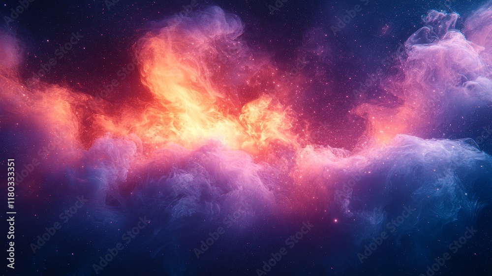 Naklejka premium Luminous pink and orange clouds in a surreal atmosphere