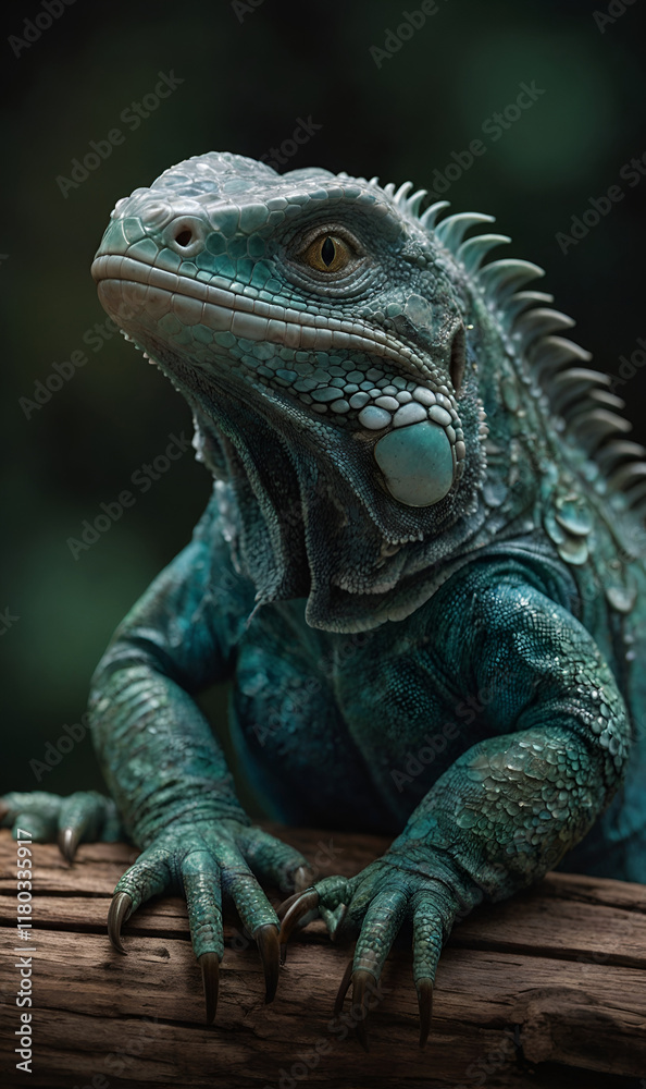 Iguana with a curious look under high-contrast light. Iguana with a curious look under high-contrast light.