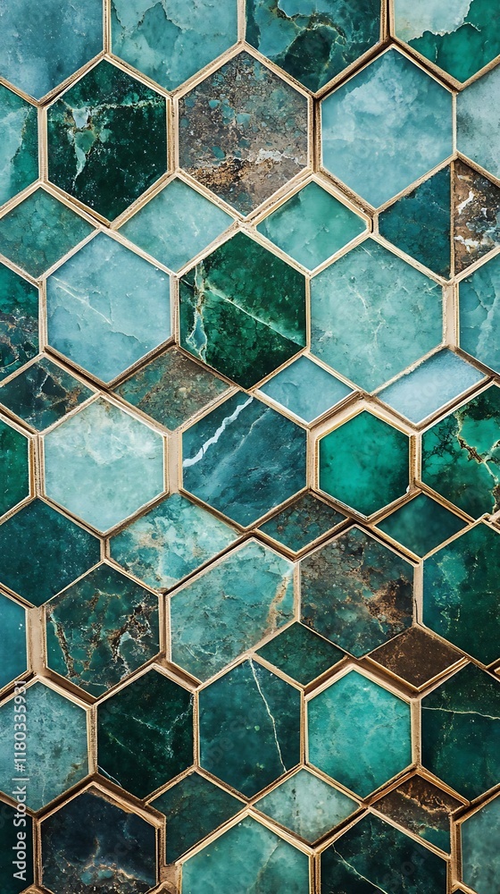 A Green Geometric Background with Elegant Golden Hexagonal Patterns for Stylish Designs A Green Geometric Background with Elegant Golden Hexagonal Patterns for Stylish Designs