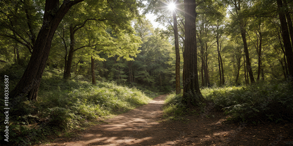 Fototapeta premium Calm Outdoor Nature Hike in Forest Trees and Hiking Path on the Appalachian Trail in Smoky Mountains Background Green Foliage Desktop Wallpaper 6