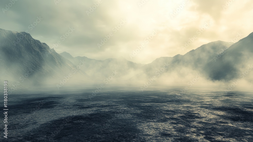 Obraz premium Smoke black ground fog cloud floor mist background