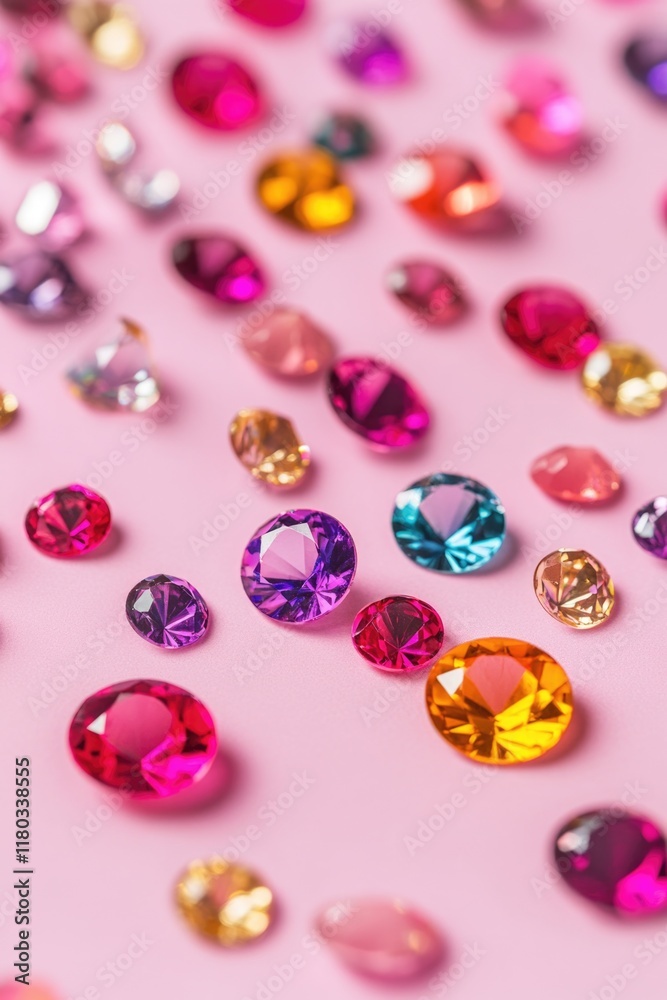 Colored stones on pink surface Colored stones on pink surface