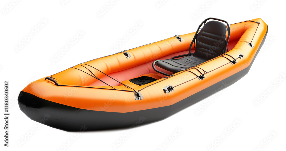 Inflatable Kayak for Water Adventures Isolated on White Background Inflatable Kayak for Water Adventures Isolated on White Background