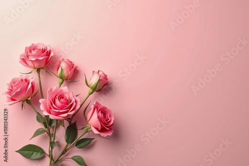 Wallpaper Mural Flower composition features pink roses against a soft isolated pink background creating a harmonious and elegant display Torontodigital.ca