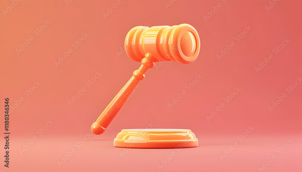3D judge hammer or gavel icon with plastic style. Isolated justice sign as a design element 3D judge hammer or gavel icon with plastic style. Isolated justice sign as a design element