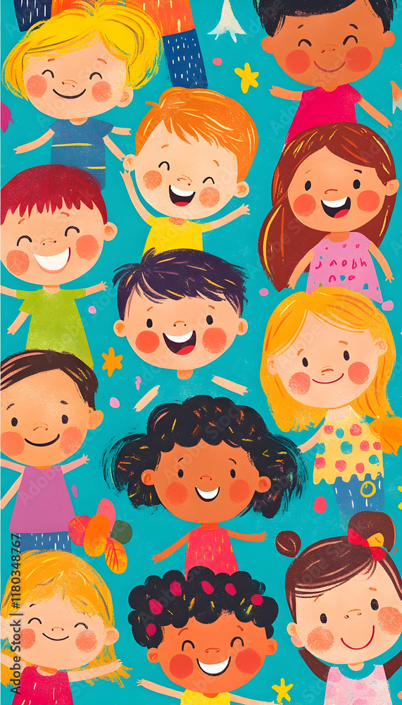 Bright and cheerful banner featuring a variety of playful children AI Generated Bright and cheerful banner featuring a variety of playful children AI Generated