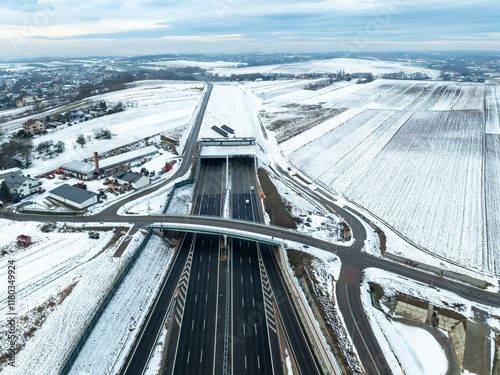 Obraz na płótnie Tunnel in Dziekanowice on new highway s52 in Krakow, Poland w salonie
