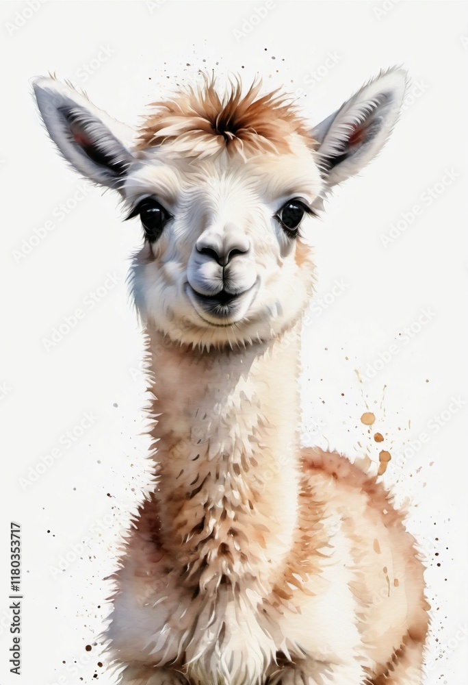 Obraz premium cute watercolor painting of llama