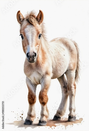 cute watercolor painting of horse