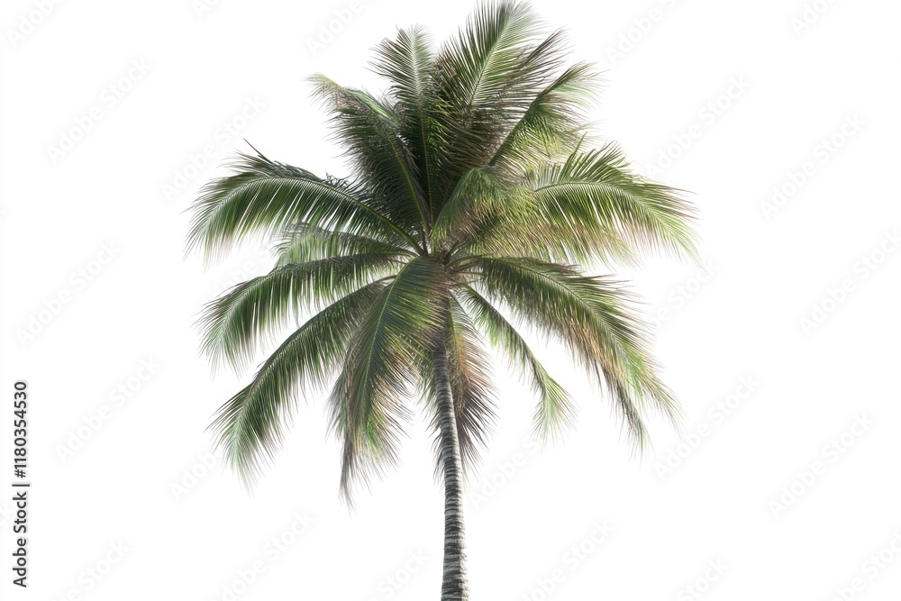 A lone palm tree against a bright white sky, perfect for travel or landscape photography A lone palm tree against a bright white sky, perfect for travel or landscape photography