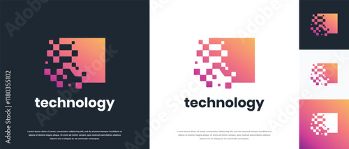 Box technology logo design. Box technology connection logo template. Technology logo symbol icon