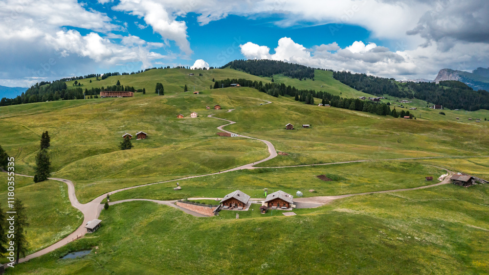 Spectacular landscape on Italian Alps Mountain Dolomite Alpe di Siusi
