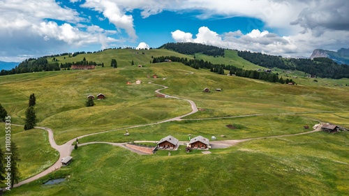 Spectacular landscape on Italian Alps Mountain Dolomite Alpe di Siusi