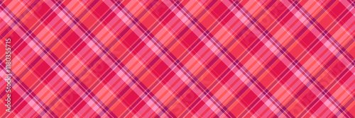 Wrapping fabric check tartan, floor vector background seamless. Blank plaid textile texture pattern in red and pink colors.