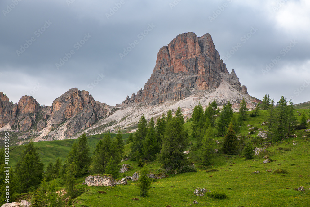 Spectacular landscape on Italian Alps Mountain Dolomite at Passo Giau