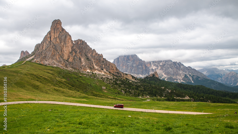 Spectacular landscape on Italian Alps Mountain Dolomite at Passo Giau