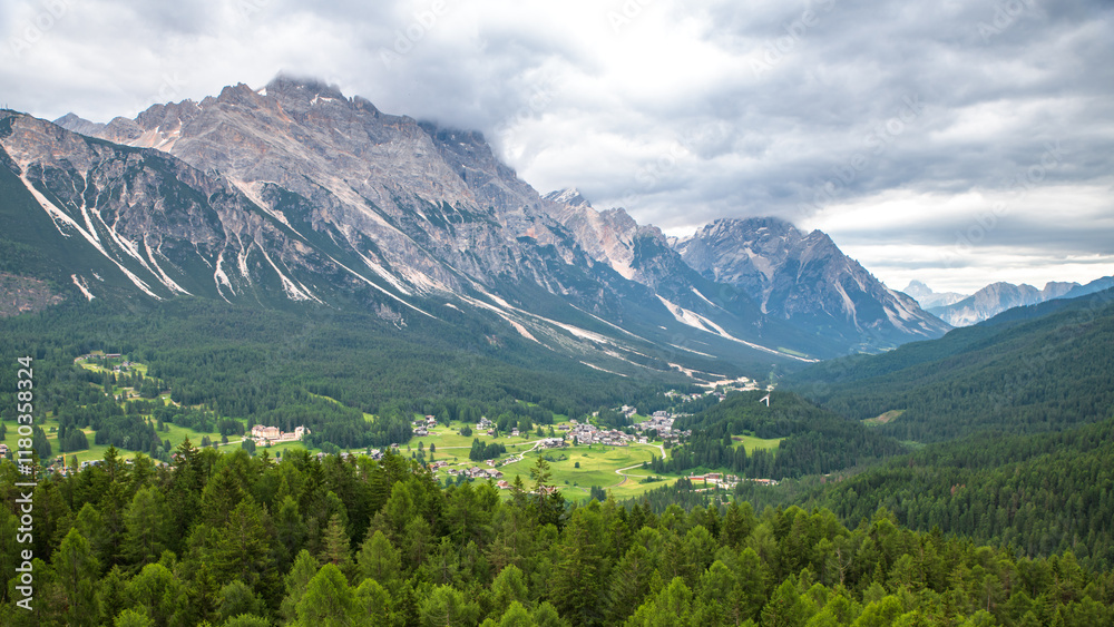 Spectacular landscape on Italian Alps Mountain Dolomite at Cortina D'Ampezzo