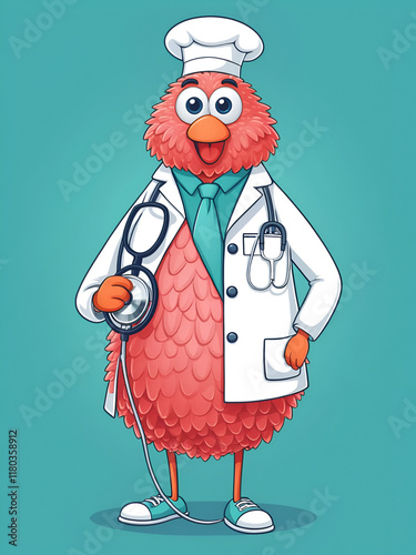 A dedicated Doctor salmonella typhi Cartoon character with stethoscope photo