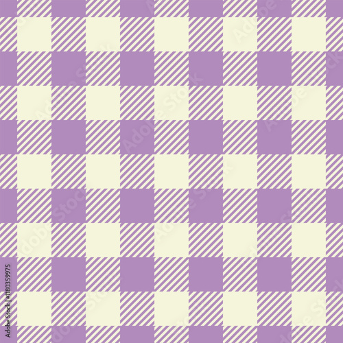 Motif check pattern background, birthday card plaid textile fabric. Silky vector seamless texture tartan in pastel and beige colors.