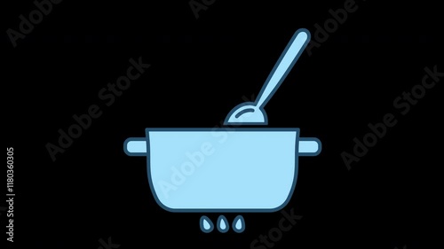 Stirring pot animation on transparent