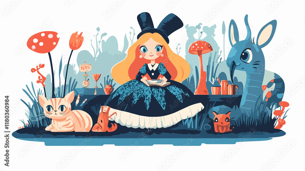 Obraz premium Alice in Wonderland Wide Angle Centered Composition Full Image