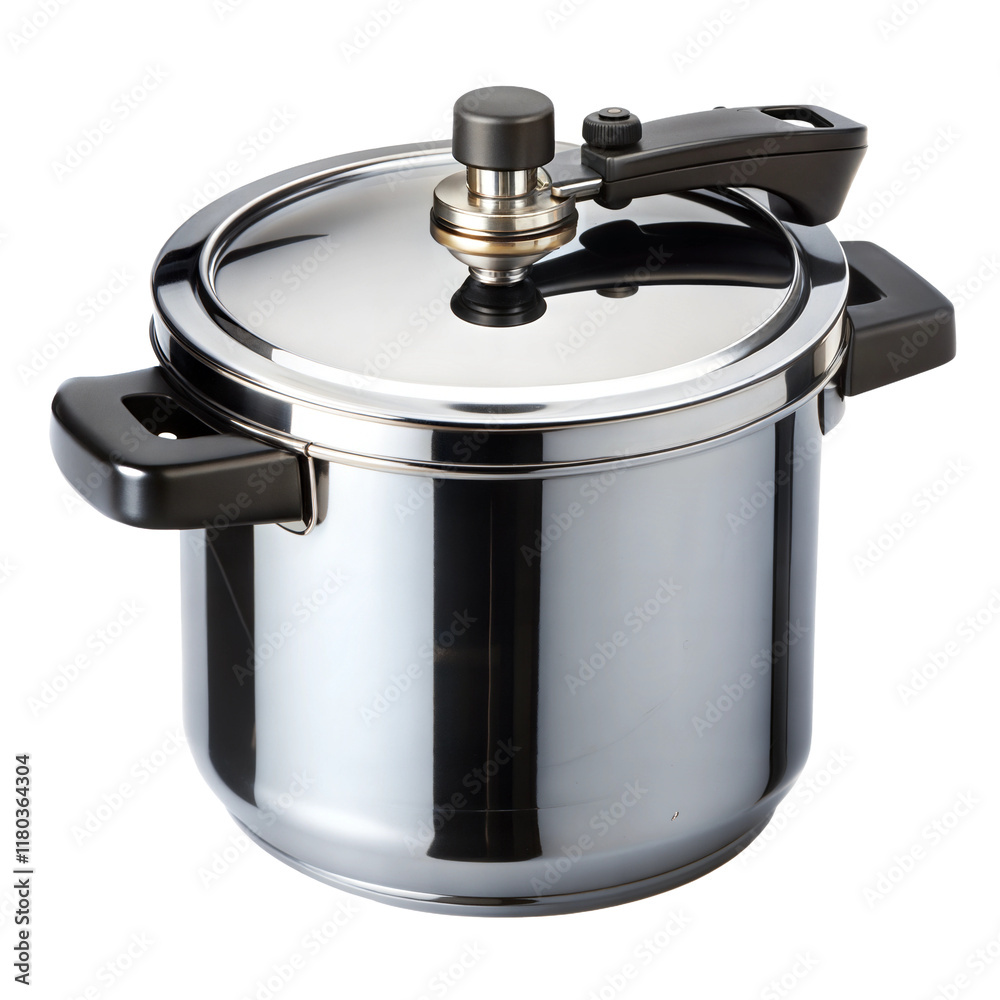 Sleek stainless steel pressure cooker designed for efficient cooking and meal preparation Sleek stainless steel pressure cooker designed for efficient cooking and meal preparation