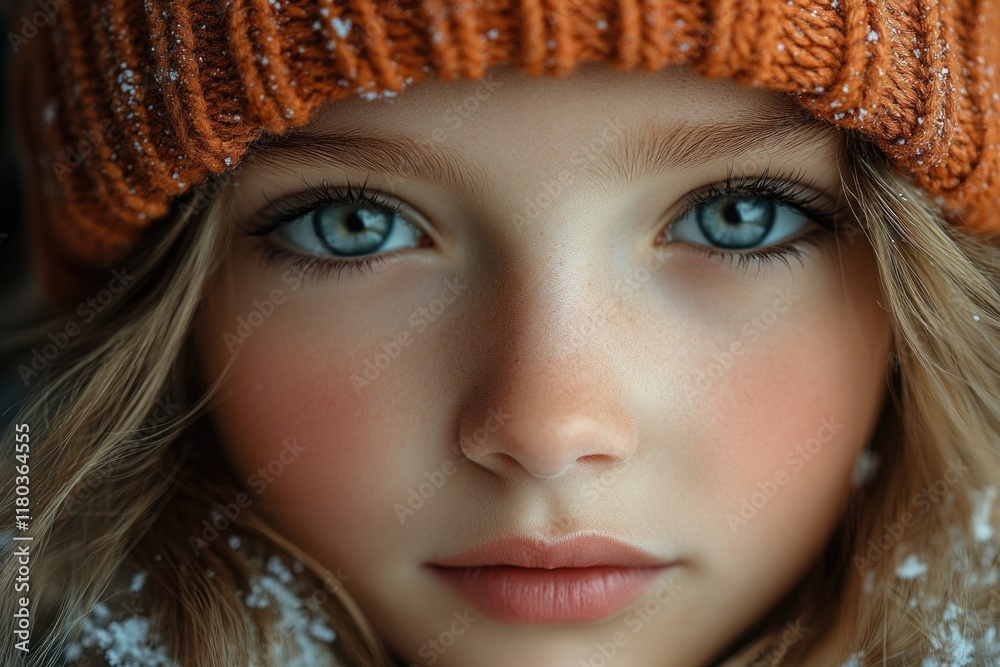 A young child wearing a warm hat and scarf, perfect for cold weather scenes or winter-themed projects A young child wearing a warm hat and scarf, perfect for cold weather scenes or winter-themed projects
