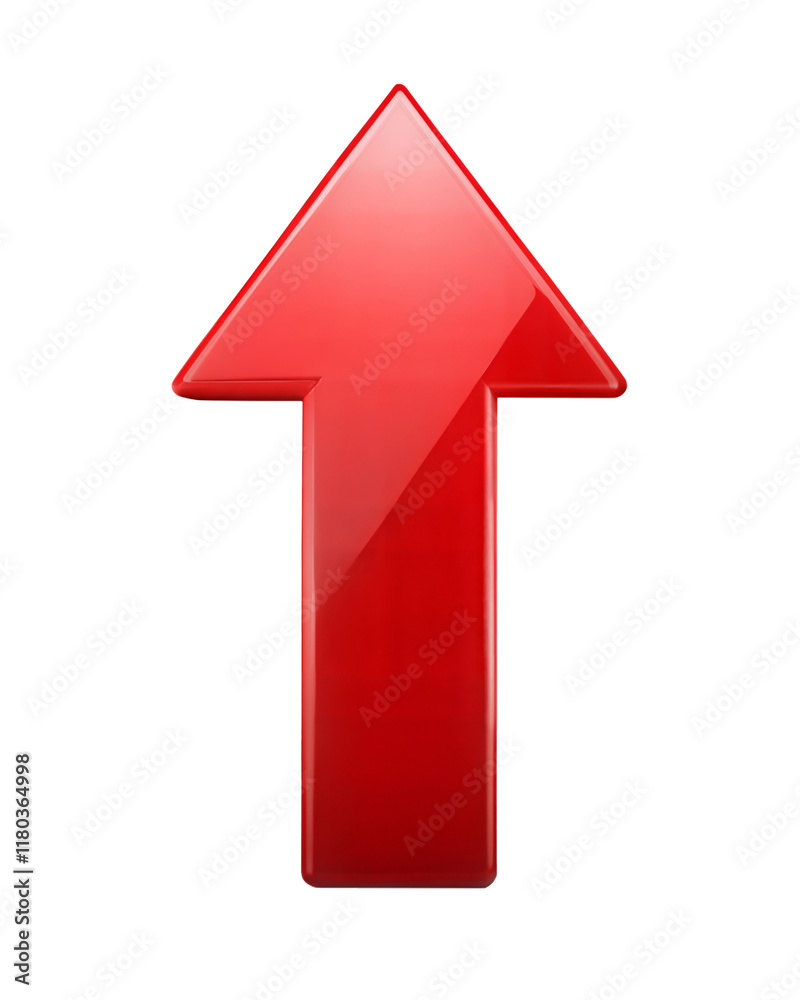 Bright red upward arrow indicating direction in a user interface, ideal for navigation or progress representation Bright red upward arrow indicating direction in a user interface, ideal for navigation or progress representation