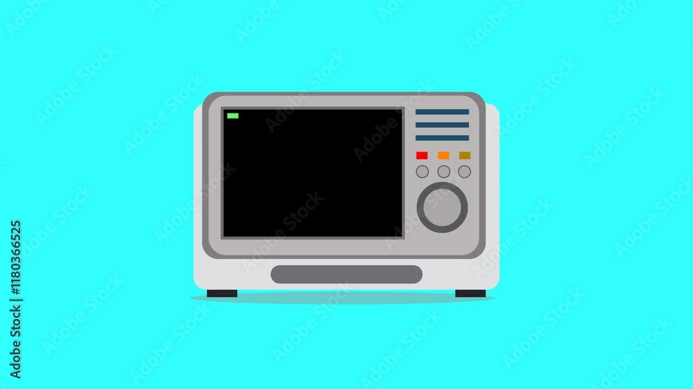 Heart Rate Monitor Animation with Green Seismograph on Blue Background Heart Rate Monitor Animation with Green Seismograph on Blue Background