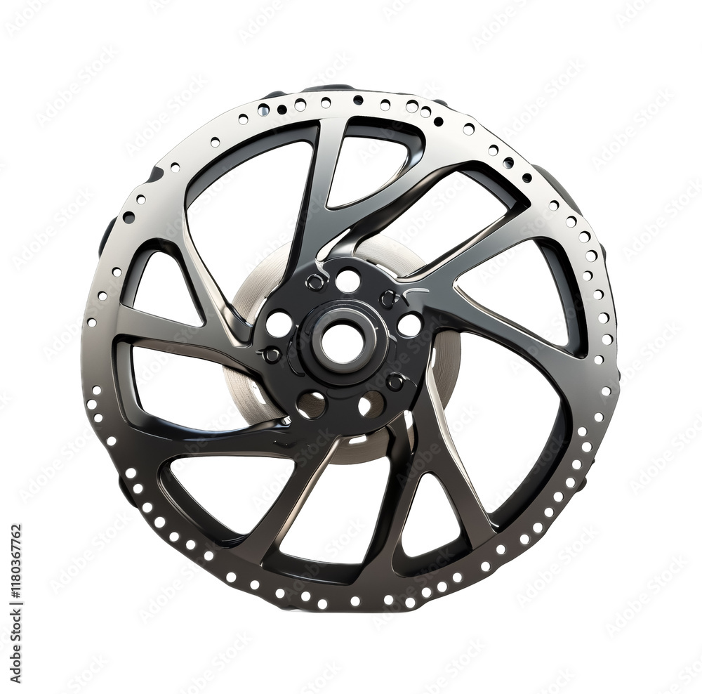 Obraz premium Mountain Bike Brake Disc for Reliable Stopping Power - Isolated on White Background