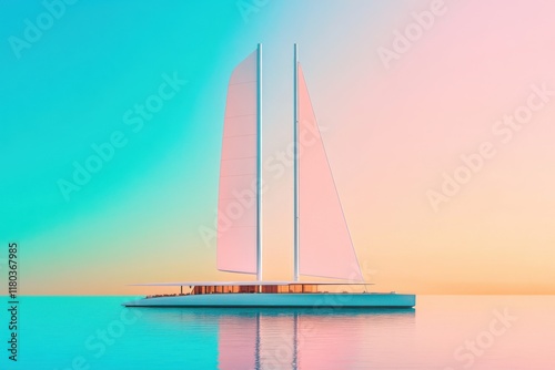 Sailing into the future with a renewable energy powered ship on a clear day photo