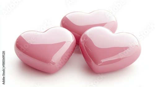 Pink hearts illustration on a white background - love heart for valentines day background - design banner