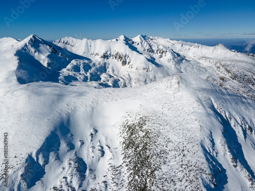 Winter view of Pirin Mountain near Polezhan and Bezbog Peaks, Bulgaria photo