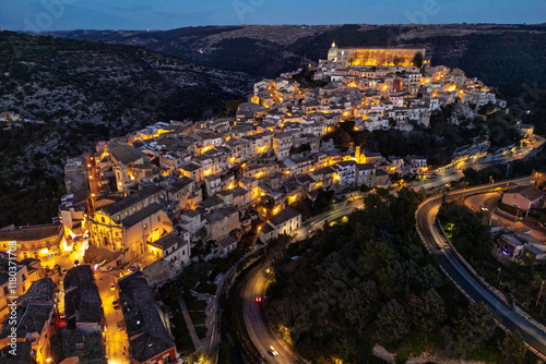 Ragusa Ibla - Veduta aerea notturna