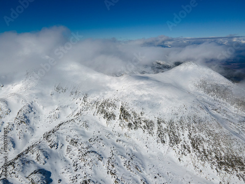 Winter view of Pirin Mountain near Polezhan and Bezbog Peaks, Bulgaria photo