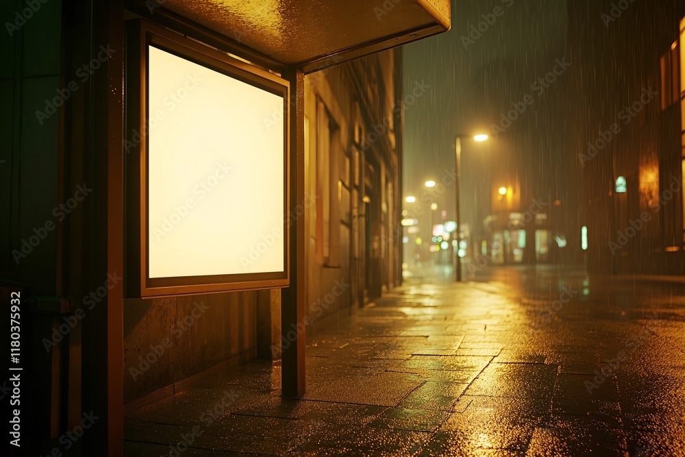 Blank Ad Frame at Simple Bus Stop Shelter for Display Blank Ad Frame at Simple Bus Stop Shelter for Display