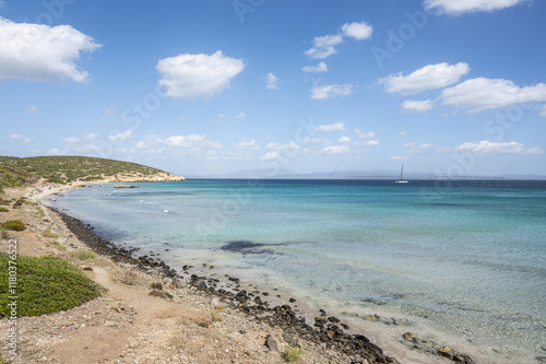 Obraz na płótnie Coaquaddus beach in Sardinia with turquoise sea on a sunny day w salonie