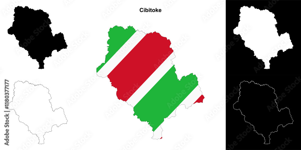 Obraz premium Cibitoke province outline map set