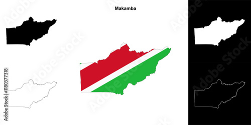 Makamba province outline map set photo